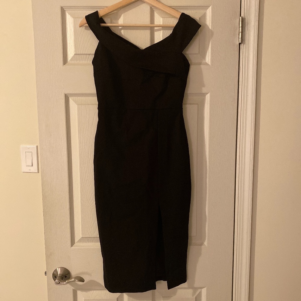 Just Me off the shoulder back midi dress